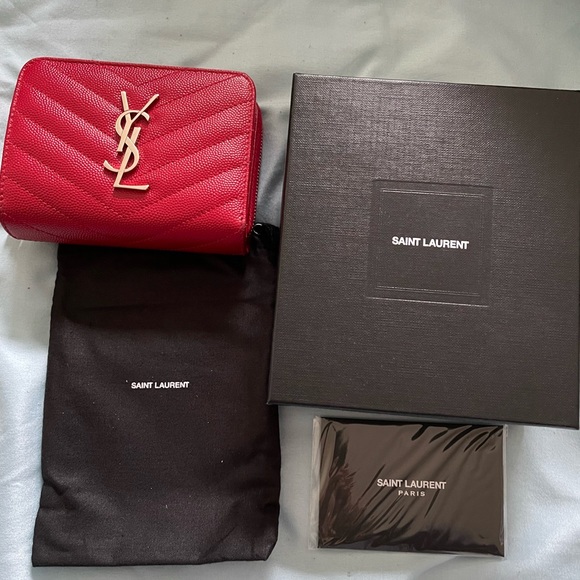 Saint Laurent Monogram Wallet - Red for Women